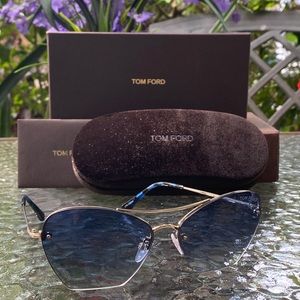 Tom Ford Blue & Gold Aviator Sunglasses